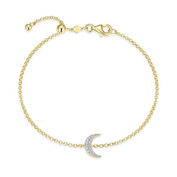 CJ Monte sterling silver lab­created diamond crescent moon adjustable bracelet