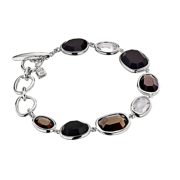 BR1LA3D9-W-7.5 Melon Quartz and Crystal   Toggle Bracelet Size 7.5