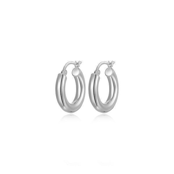 20mm Polished Tube Hoop Earrings - Silver