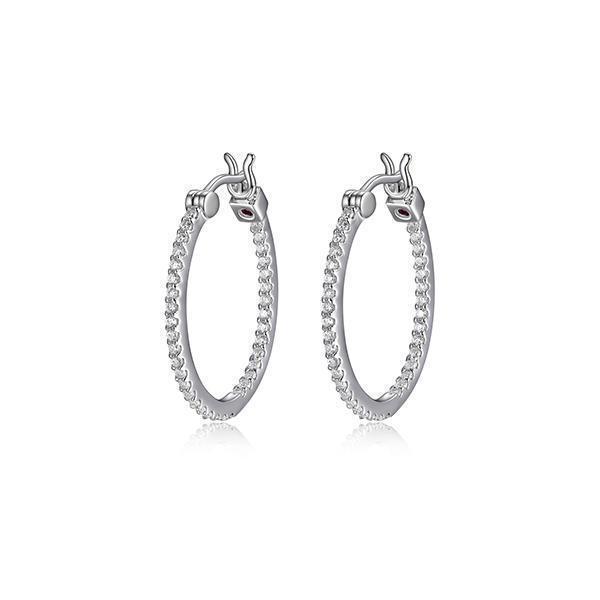 ER2LC9Q-W "Rodeo Drive" Sterling Silver Cubic Zirconia Inside Out 24 x 20mm Hoop Earrings