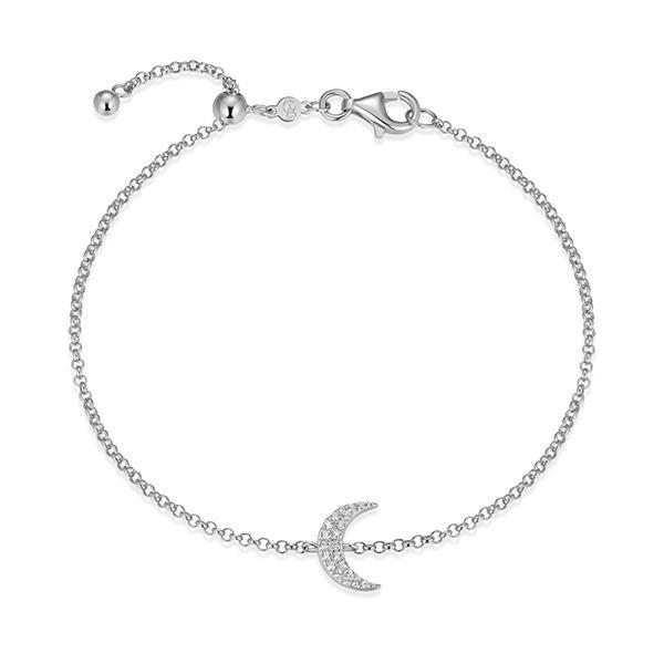 CJ Monte sterling silver lab­created diamond crescent moon adjustable bracelet