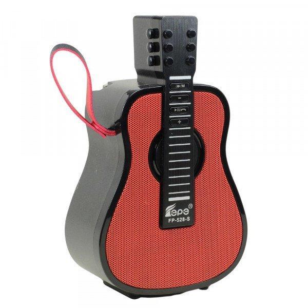 Portable Guitar-Shaped Bluetooth Speaker with Solar Charging and LED Light KIFP528S for Universal Cell Phone And Bluetooth Device - Red