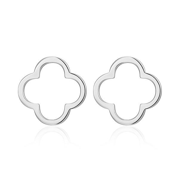 ER2AWCWA0-W Sterling Silver Clover Hole Stud Earrings