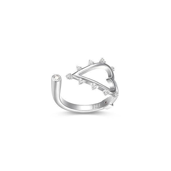 RR4LAJ700-W-7 Sterling Silver SPIKE Heart Shape and Cubic Zirconia Ring Size 7