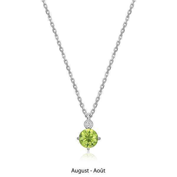 NR0LBUX-AUG "Birthstone" August (Peridot) and Lab Grown Diamond Necklace