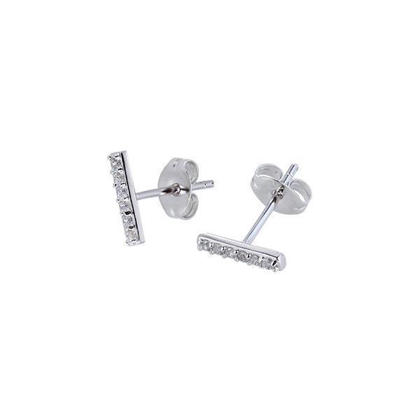 Diamondlite Cubic Zirconia Bar Stud Earrings - Silver