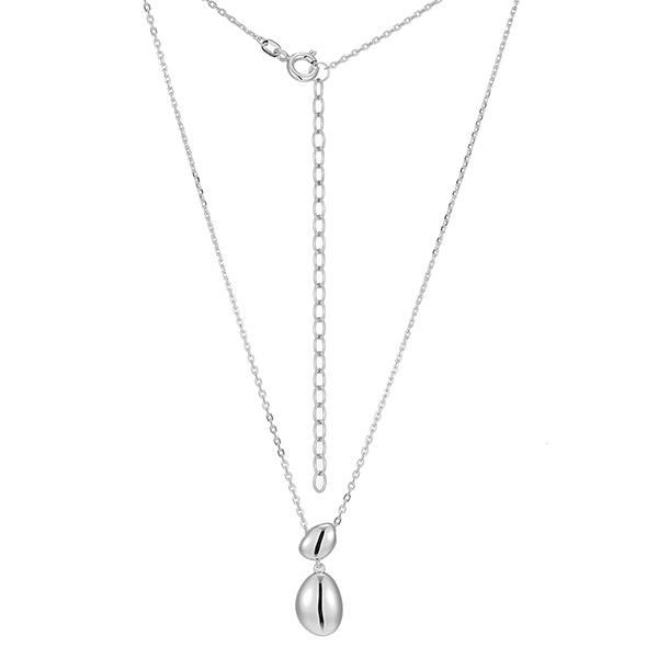 NR0ADHWA0-W Sterling Silver High Polish Two Pebble Drop Necklace