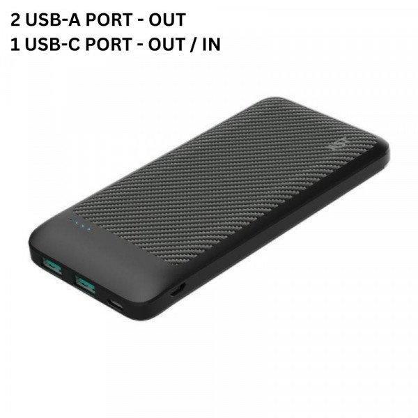 USB/Type-C Outputs Ultra Slim 10000mAh Universal Battery Pack Portable Charger Power Bank SL10DD for Universal Cell Phone And Devices - Black