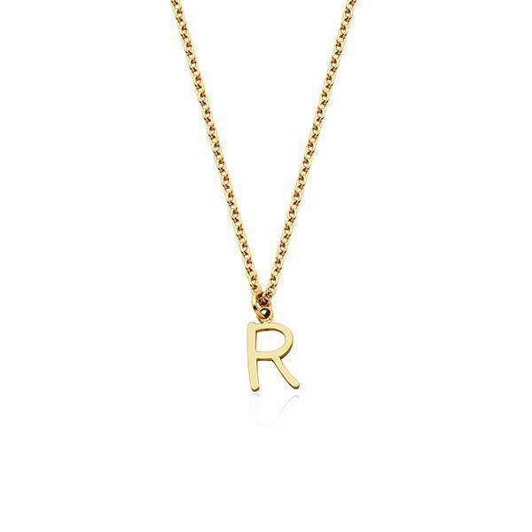 CJ Steelx Carded Letter "R" Necklace - Gold