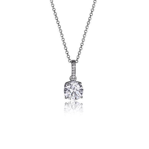 Diamondlite Cubic Zirconia Drop Solitaire Necklace - Silver