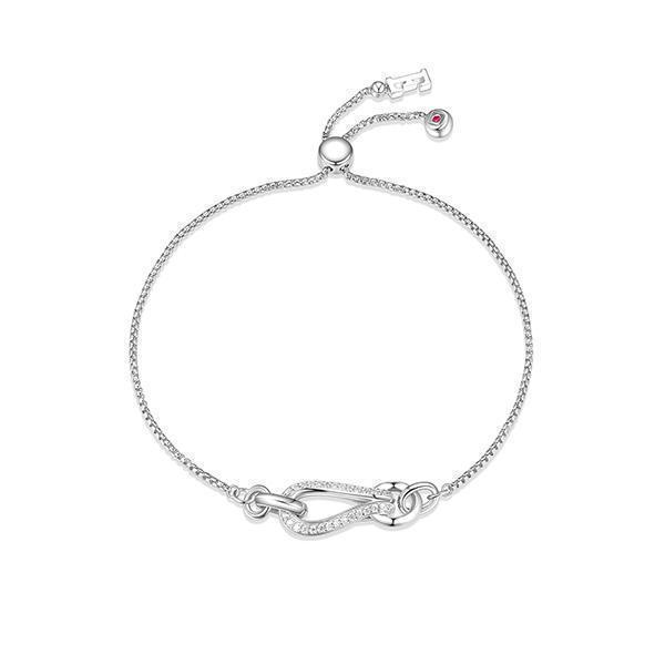 BR1LAJY-W "Coalesce" Sterling Silver Pave Cubic Zirconia Link with Chain Slider Bracelet