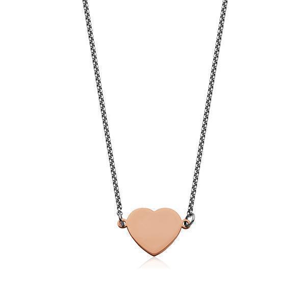 CJ Steelx "Personalized Collection" High Polished IP Rose Heart Necklace - Silver - Jewellery