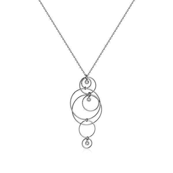 CJ Steelx Multi Ring CZ Necklace - Silver