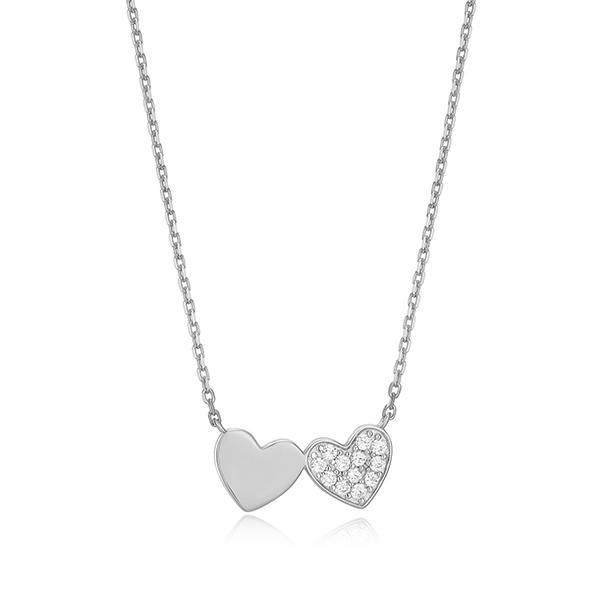 CJ Monte sterling silver lab­-created diamond double heart necklace