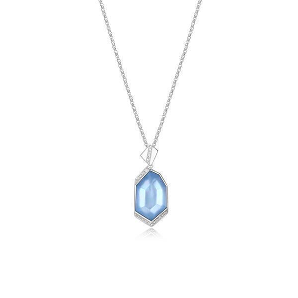 NR0LBR2-W "Iceberg" Mother of Pearl and Topaz with Cubic Zirconia Necklace