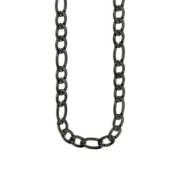 STEELX 9mm Figaro Chain Necklace - Black - 20"