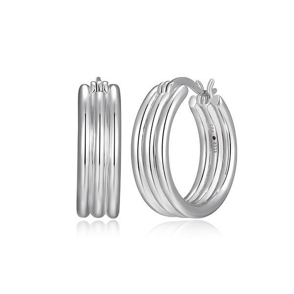 ER2LCTFA0-W Sterling Silver GODDESS 20MM High Polish Hoop Earrings