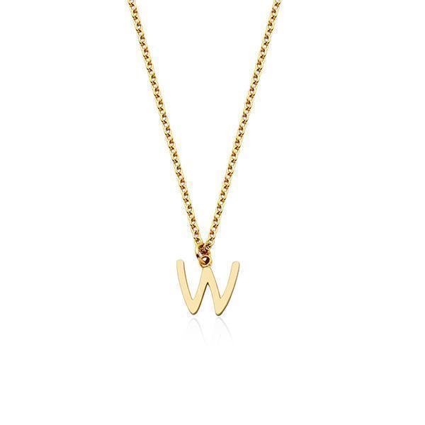CJ Steelx Carded Letter "W" Necklace - Gold