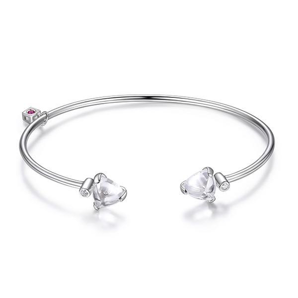 BR1LAHBA-W-6.75 Marble Cubic Zirconia Synthetic Crystal Triangle Cuff Bangle Size 6.75