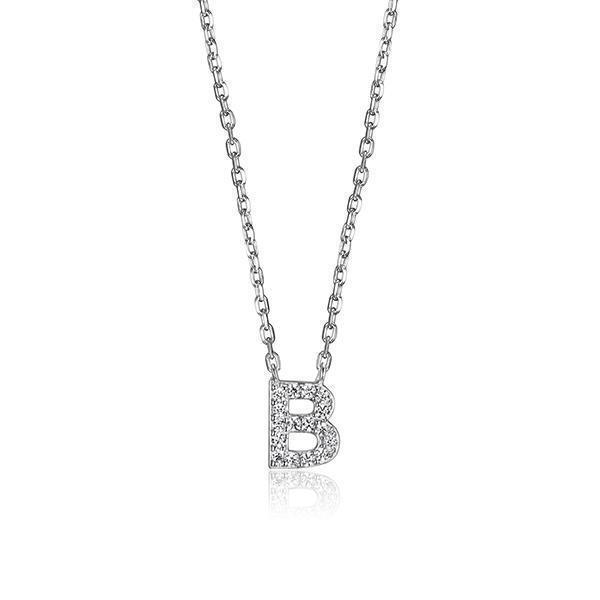 Diamondlite Cubic Zirconia Mini Initial B Necklace - Silver