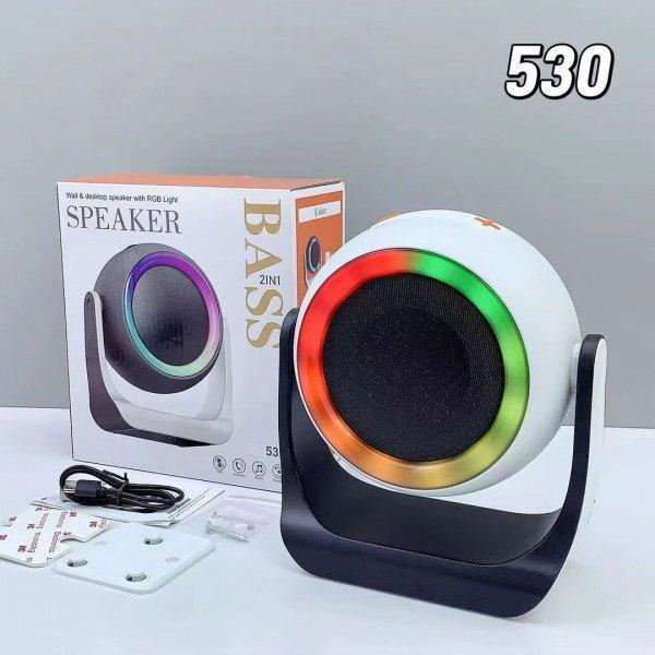 Mountable Bluetooth Speaker with Adjustable Angle, Rotatable Design & Colorful LED Light - White
