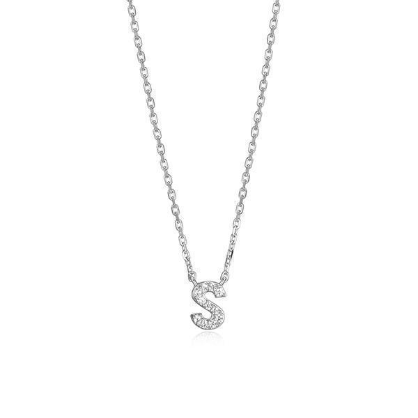 Diamondlite Cubic Zirconia Mini Initial S Necklace - Silver