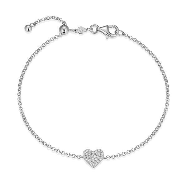 CJ Monte sterling silver lab­created diamond adjustable pave heart bracelet