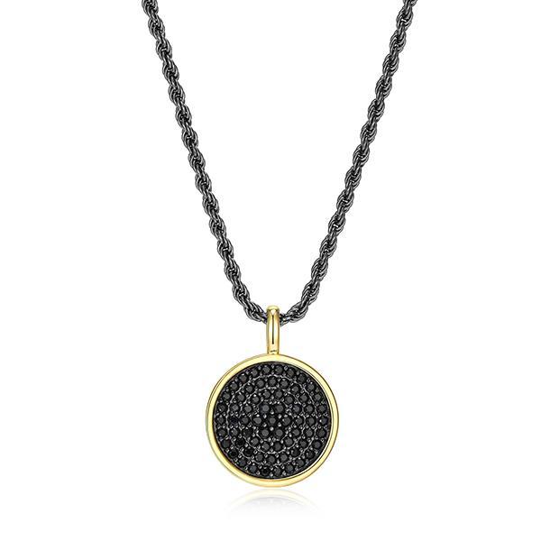 Sterling silver CJ Ethos BLACK ICE 2 tone black sapphire disc pendant