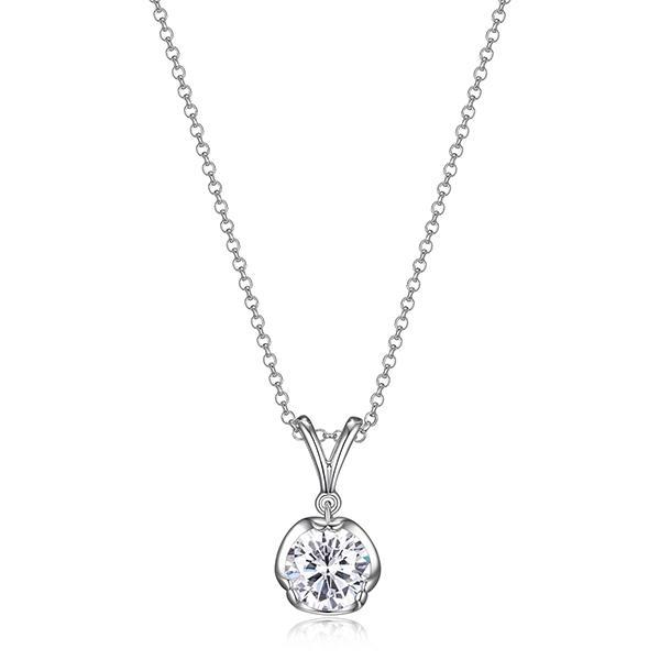 NR0LBJH00-W-17 Sterling Silver PROMISE 8mm Round Cubic Zirconia Necklace Size 17