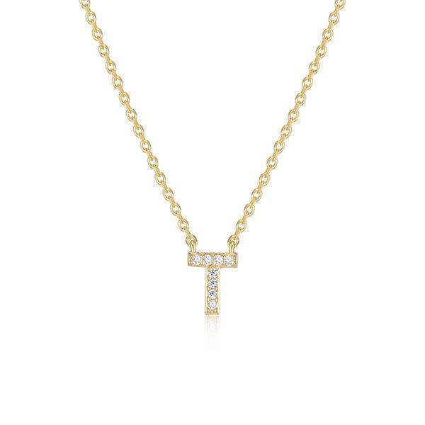 Diamondlite Cubic Zirconia Mini Initial T Necklace - Gold