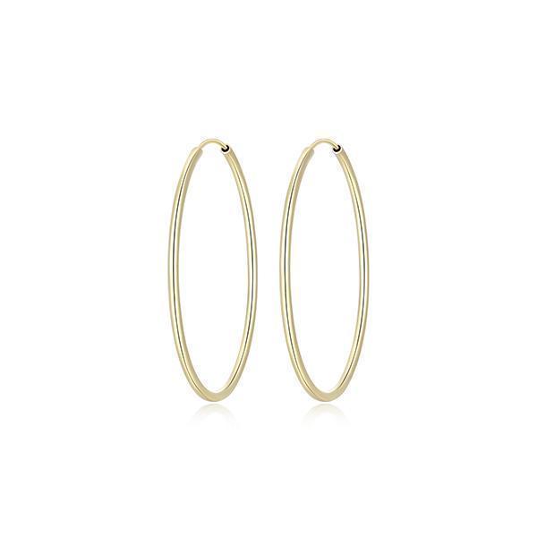 50mm Slim Polished Endless Tube Hoop Earrings - Gold