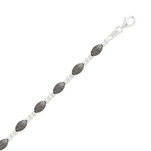 Sterling Silver Fashion Bracelet with black beads
