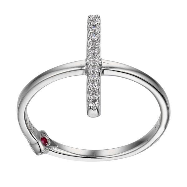RR4LA4200-W-7 Sterling Silver Thin Cubic Zirconia Bar Ring Size 7