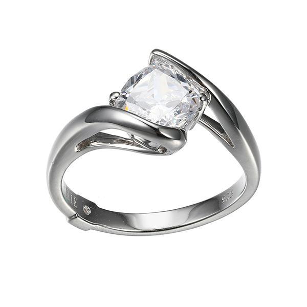 RR4LABM00-W-7 Sterling Silver PROMISE Cushion Cubic Zirconia Ring Size 7
