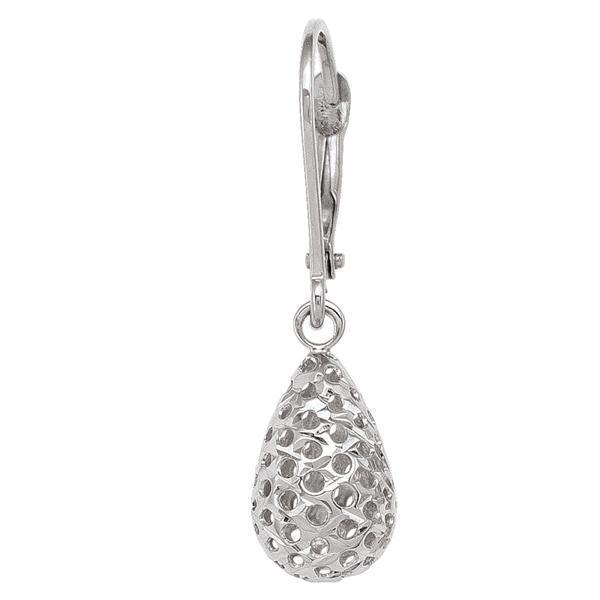 10K white gold filigree teardrop earrings. 1.6gm. - 10KW