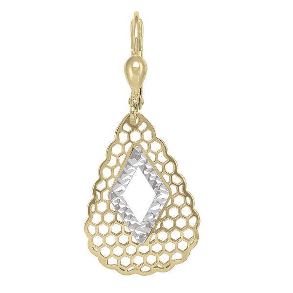 14K Gold and Silver Fashion Drop Earrings