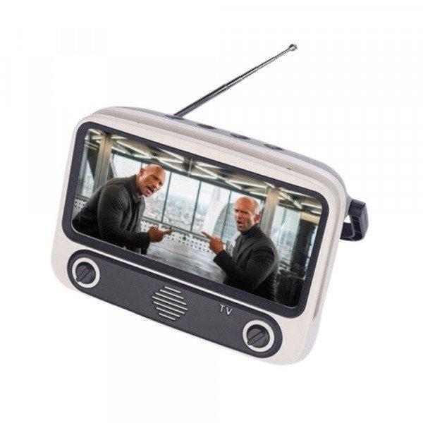 Portable TV Phone Holder Design, Radio, Stereo - Display Screen is your Phone KIKMTV300S for Universal Cell Phone And Bluetooth Device - Black