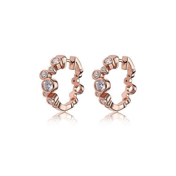 E32LCA4-R "Bubble" Sterling Silver Cubic Zirconia Bezel Set Hoop Earrings