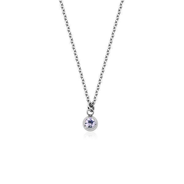 CJ Steelx Carded "June" Violet Crystal Necklace - Silver