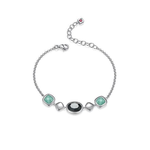 BR1LAMC-W "Mirage" Cushion Cut Amazonite and Oval Hematite Bracelet