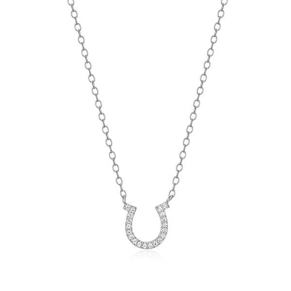CJ Monte sterling silver lab­created diamond lucky horseshoe necklace