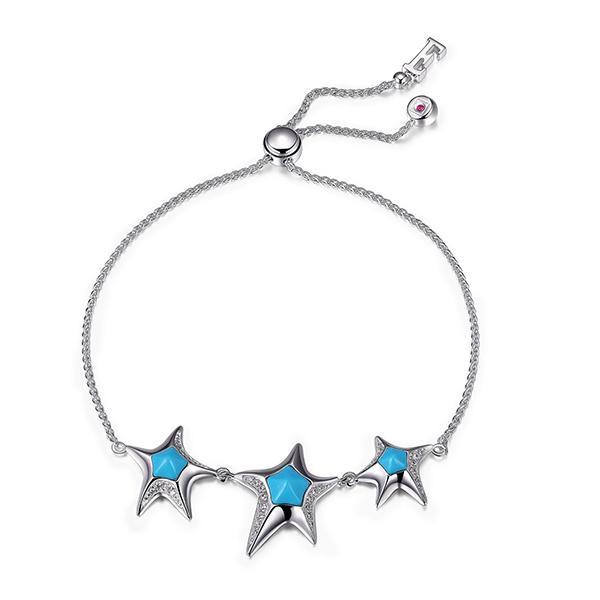 BR1LADAA-W-9 Island Life Simulated Turquoise Starfish Bracelet Size 9