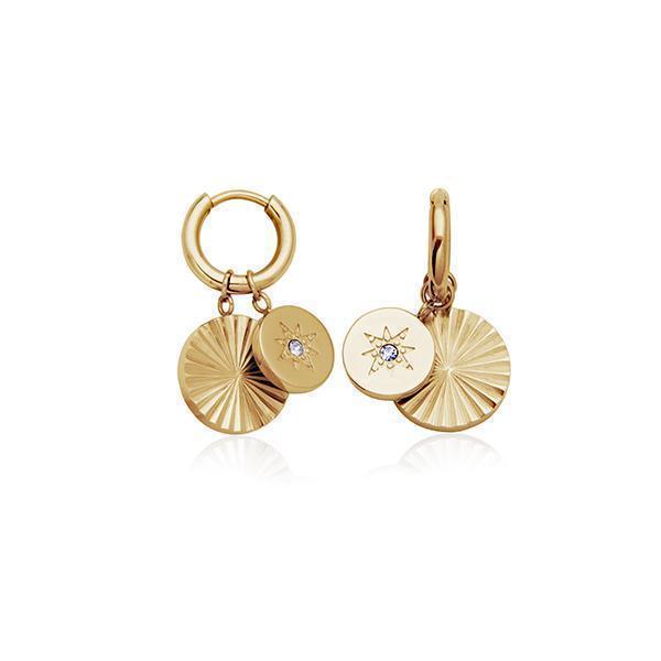 CJ STEELX Sunray Crystal Earrings - Gold