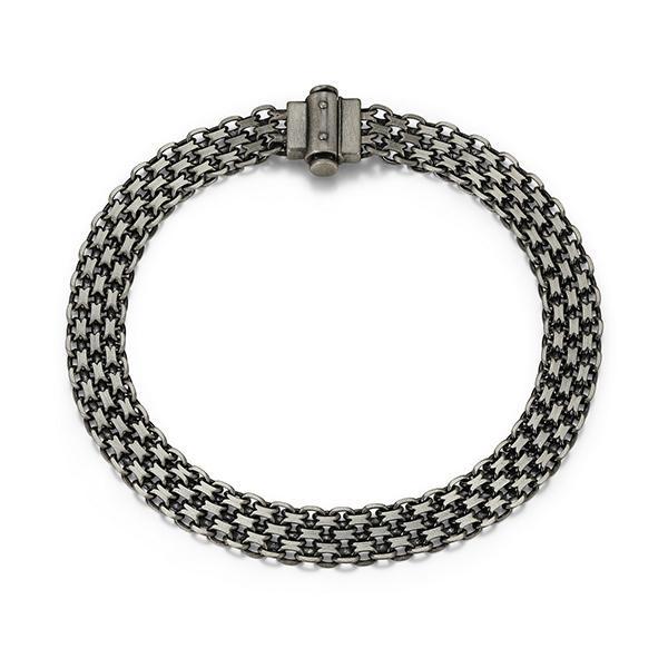 Sterling silver CJ Ethos ITALIAN CHAIN gun metal 7.5mm bismark bracelet