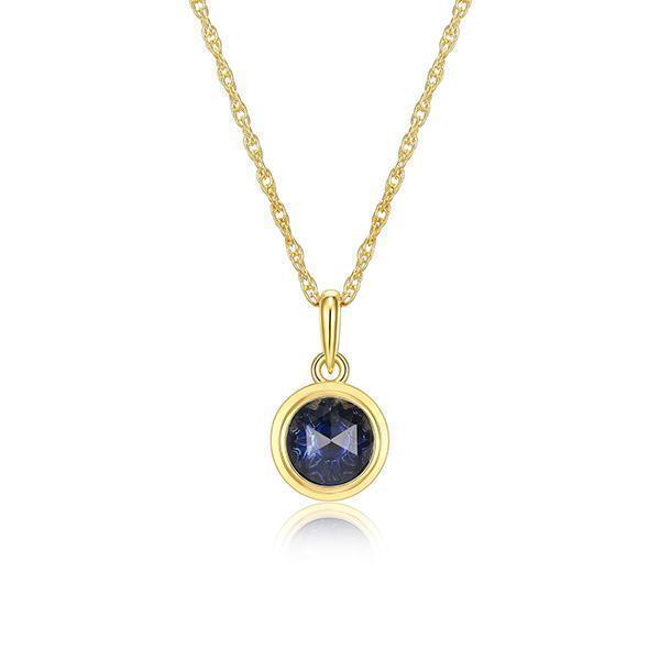 Celebration Gems 6mm Created Sapphire North Star SEPT Birthstone Necklace - Gold