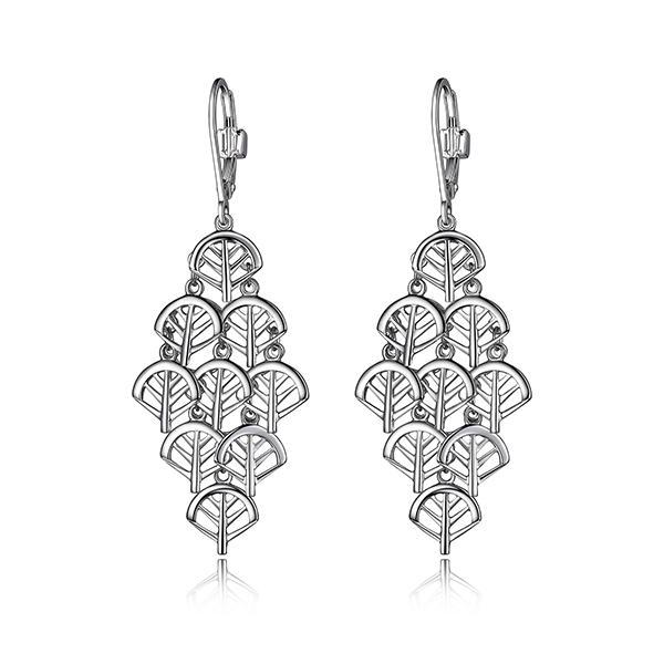 ER2LCALA0-W Sterling Silver Medium Layered Leverback Earrings