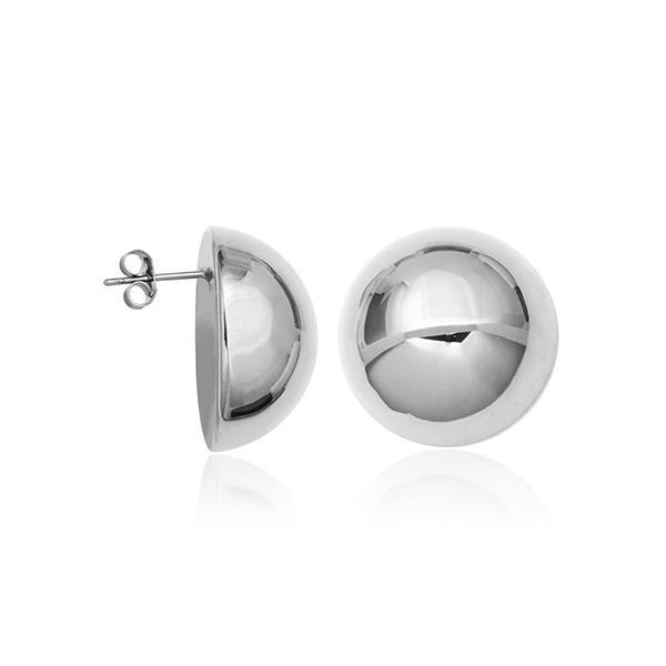 CJ STEELX High Polish Hollow Semi Sphere Stud Earrings - Silver
