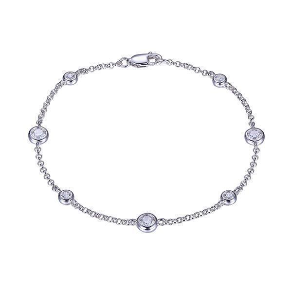 Diamondlite Cubic Zirconia Delicate Bezel Set Station Bracelet - Silver