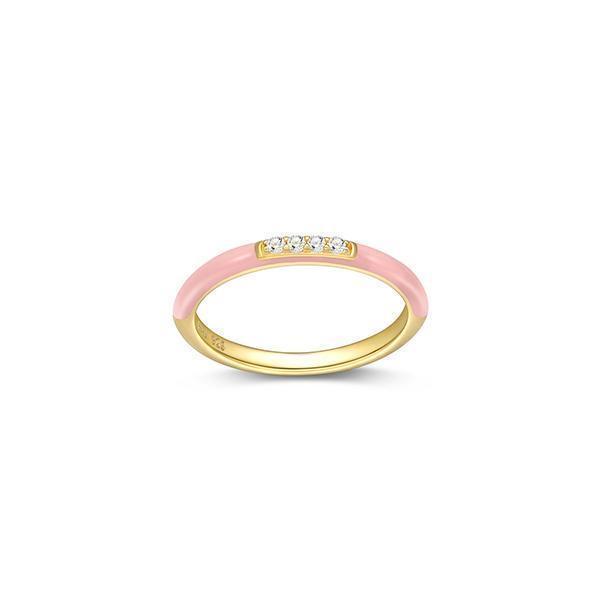 Cotton Candy Collection Diamondlite Cubic Zirconia Enamel Stackable Ring - Light Pink - Size 7