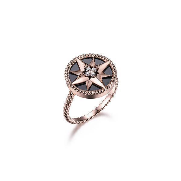 RCGS4Q01Y-R-6 Sterling Silver "STELLA" Star Ring - Rose Gold